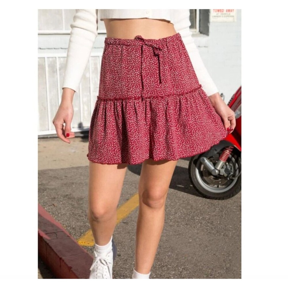 Brandy Melvile Kenzo Mini Skirt Floral Printed Tiered Pull-on High Rise One Size - Picture 1 of 11